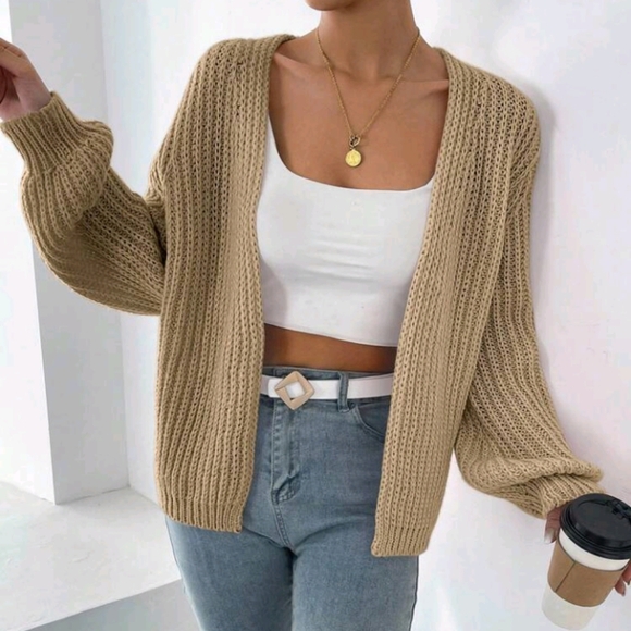 Women's Loose Fit Casual Solid Color Long Sleeve Cardigans, Versatile Daily Wear - Picture 3 of 6